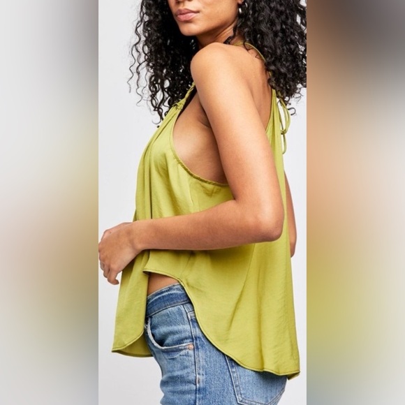 •FREE PEOPLE•NWT GRASSES GREEN “MY OH MY”SMOCK NECKLINE KEYHOLE BLOUSE MEDIUM - Picture 3 of 16